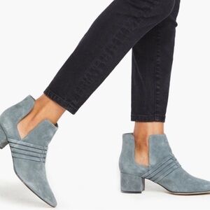 Able Blue Suede Ankle Booties